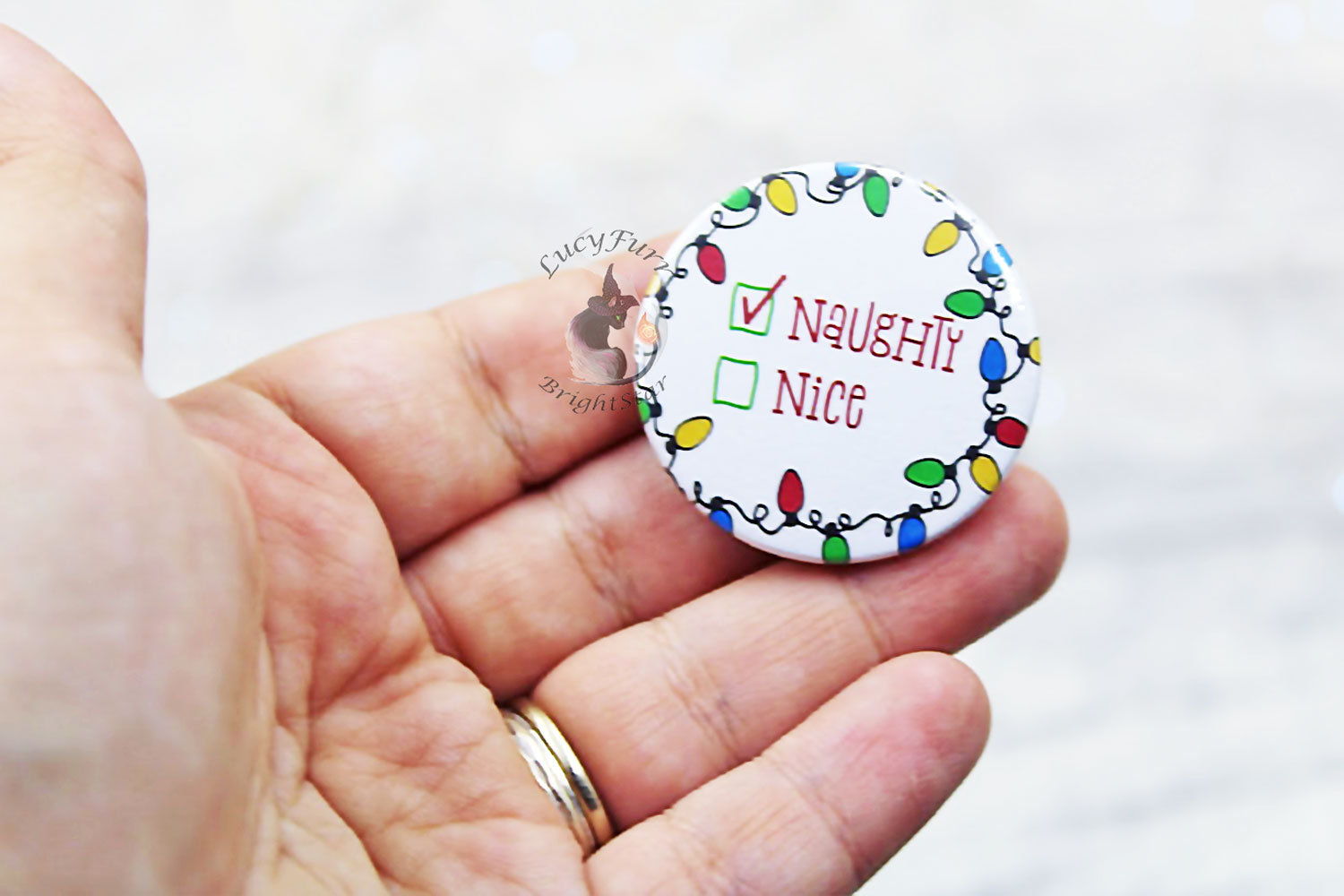 Naughty Christmas Funny Button Badge Set