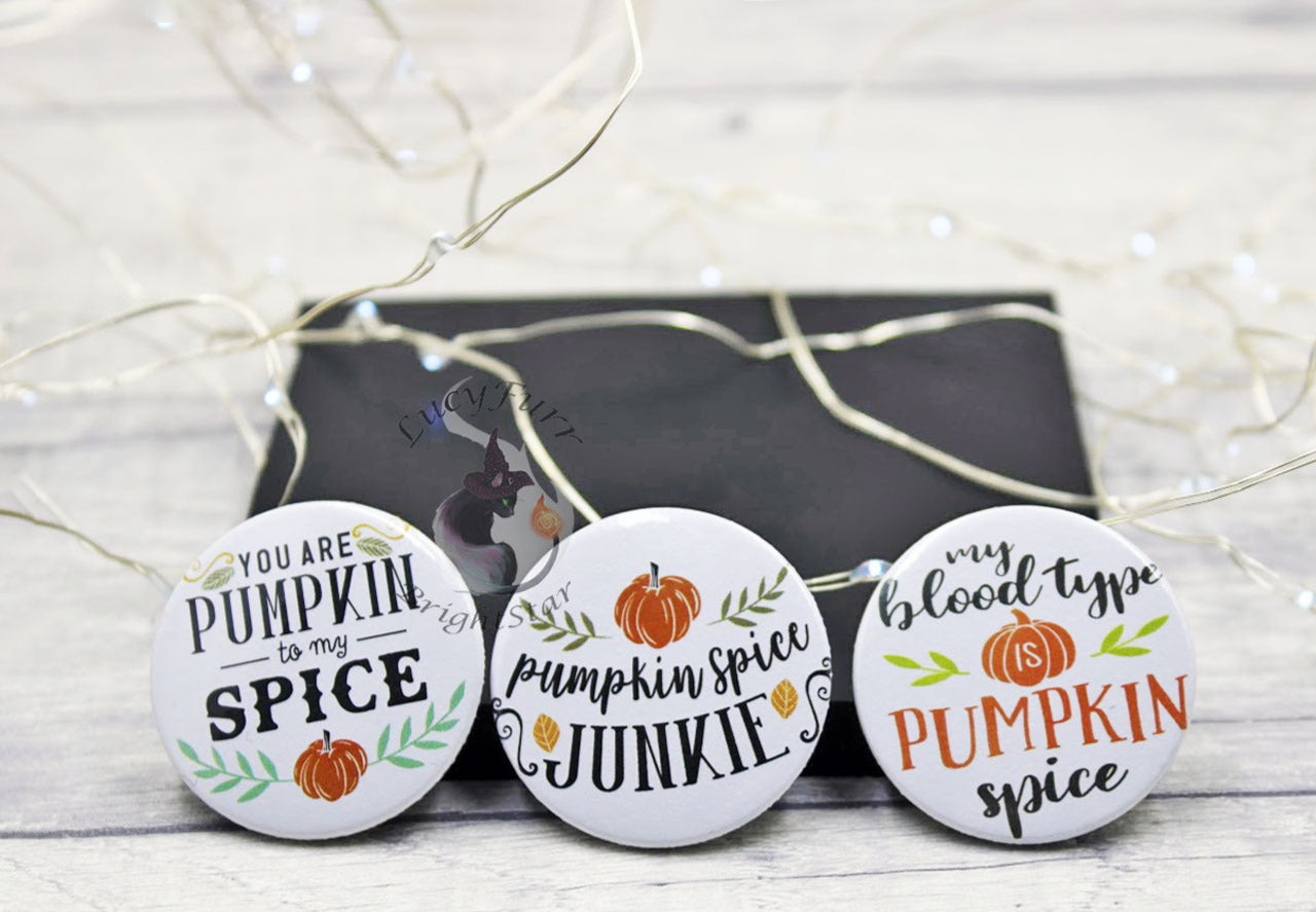 Pumpkin Spice Button Badge Set