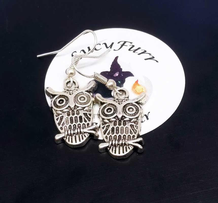 Owl Tibetan Silver Earrings