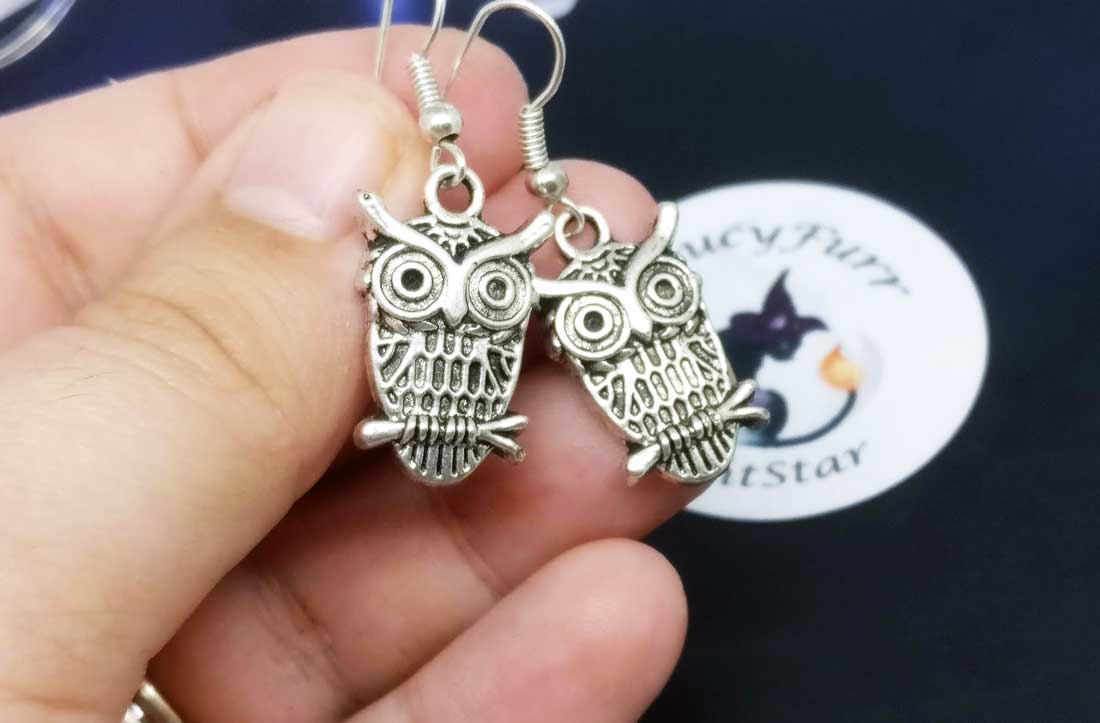 Owl Tibetan Silver Earrings