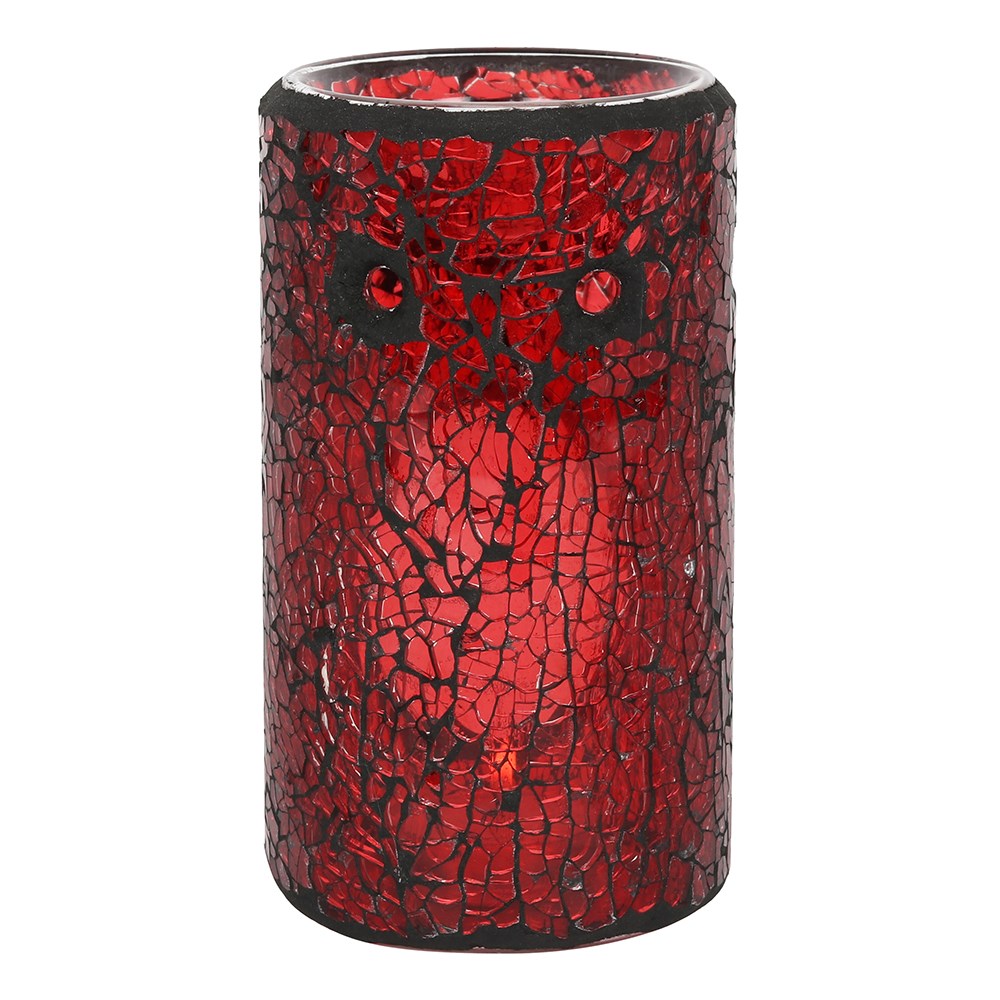 Red Crackle Pillar Oil Burner